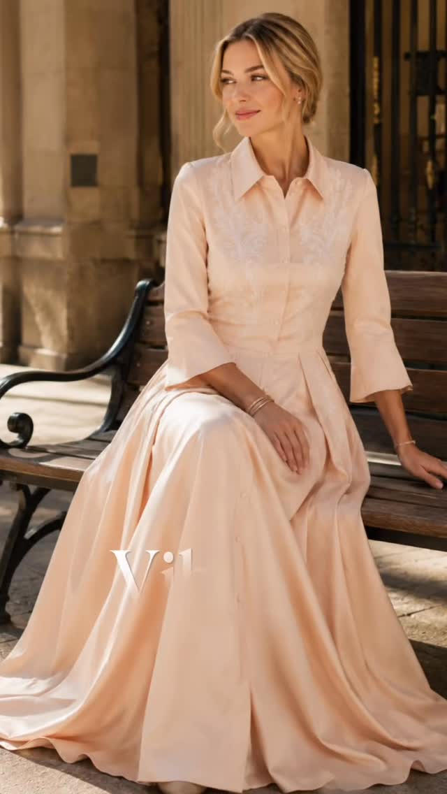 Blush modest gown