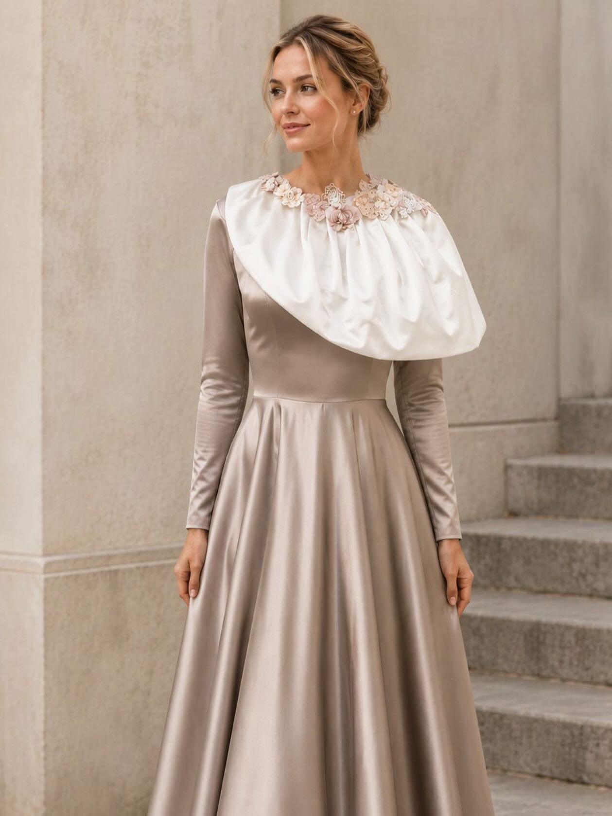 Champagne modest gown